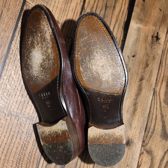 Zelli Giovanni Lizard Cap Toe Brogues Brown dress shoes